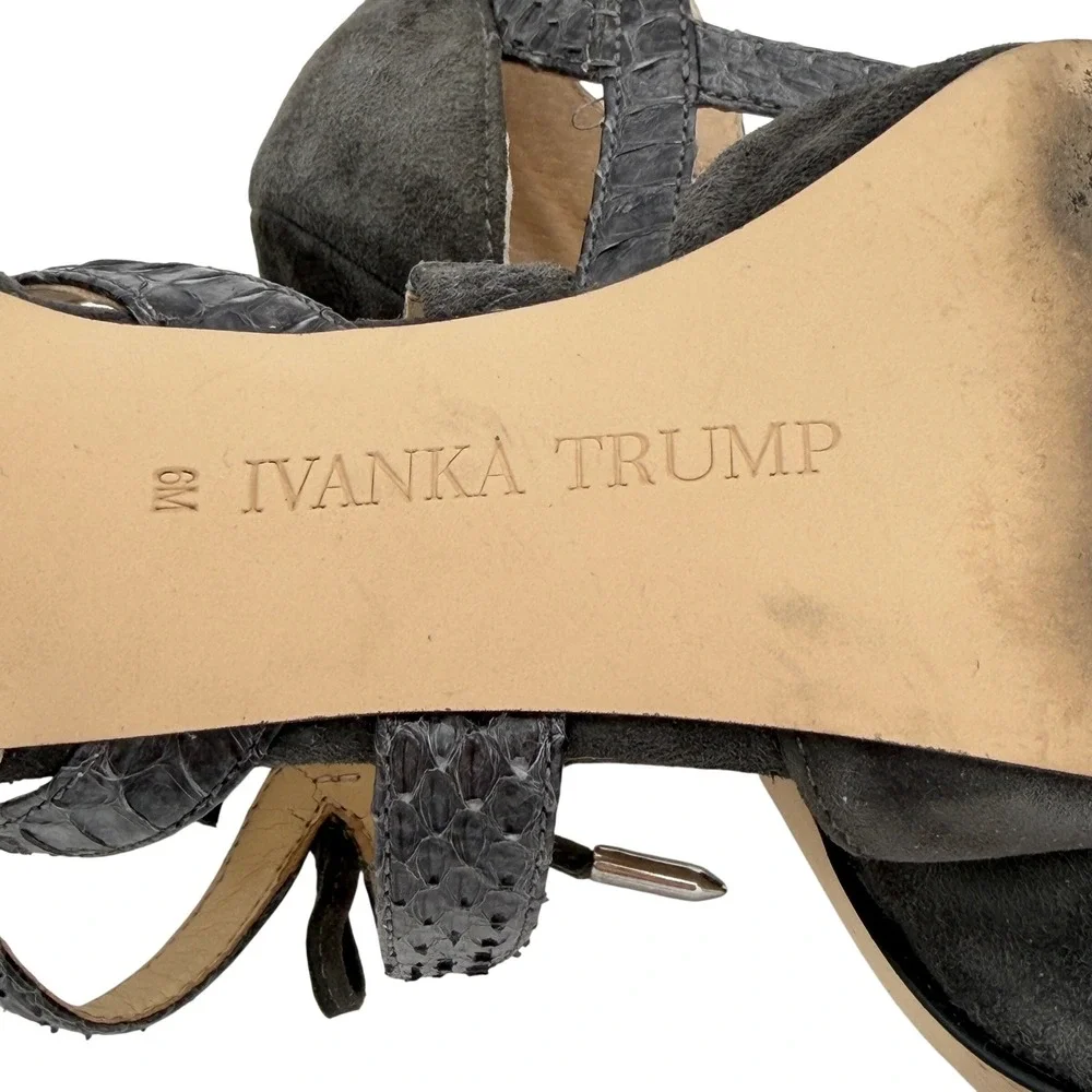 Ivanka Trump Charcoal Suede Pointed‎ Toe Ankle Strap Heels Pumps 6M